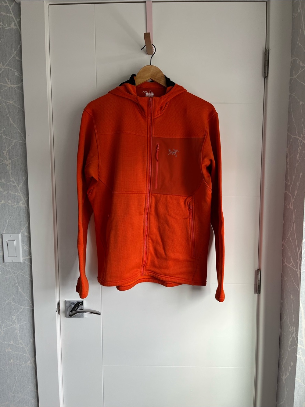 Arc'teryx Men's Bright Orange Hooded Full-Zip Performance Jacket